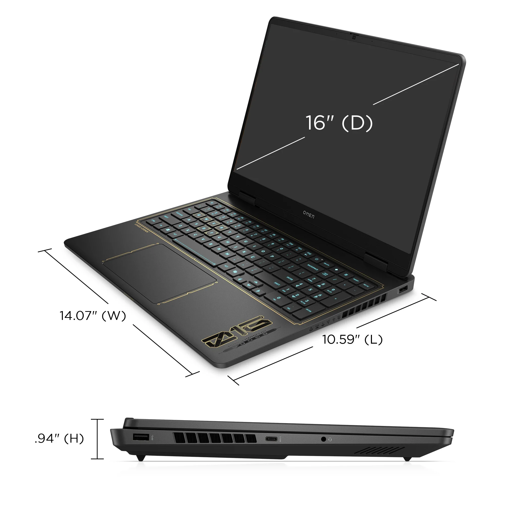 OMEN Gaming Laptop 16, Windows 11 Home, 16", Intel® Core™ i7, 32GB RAM, 1TB SSD, NVIDIA® GeForce RTX™ 5070, WQXGA, Shadow black (League of Legends Limited Edition) - Image 8
