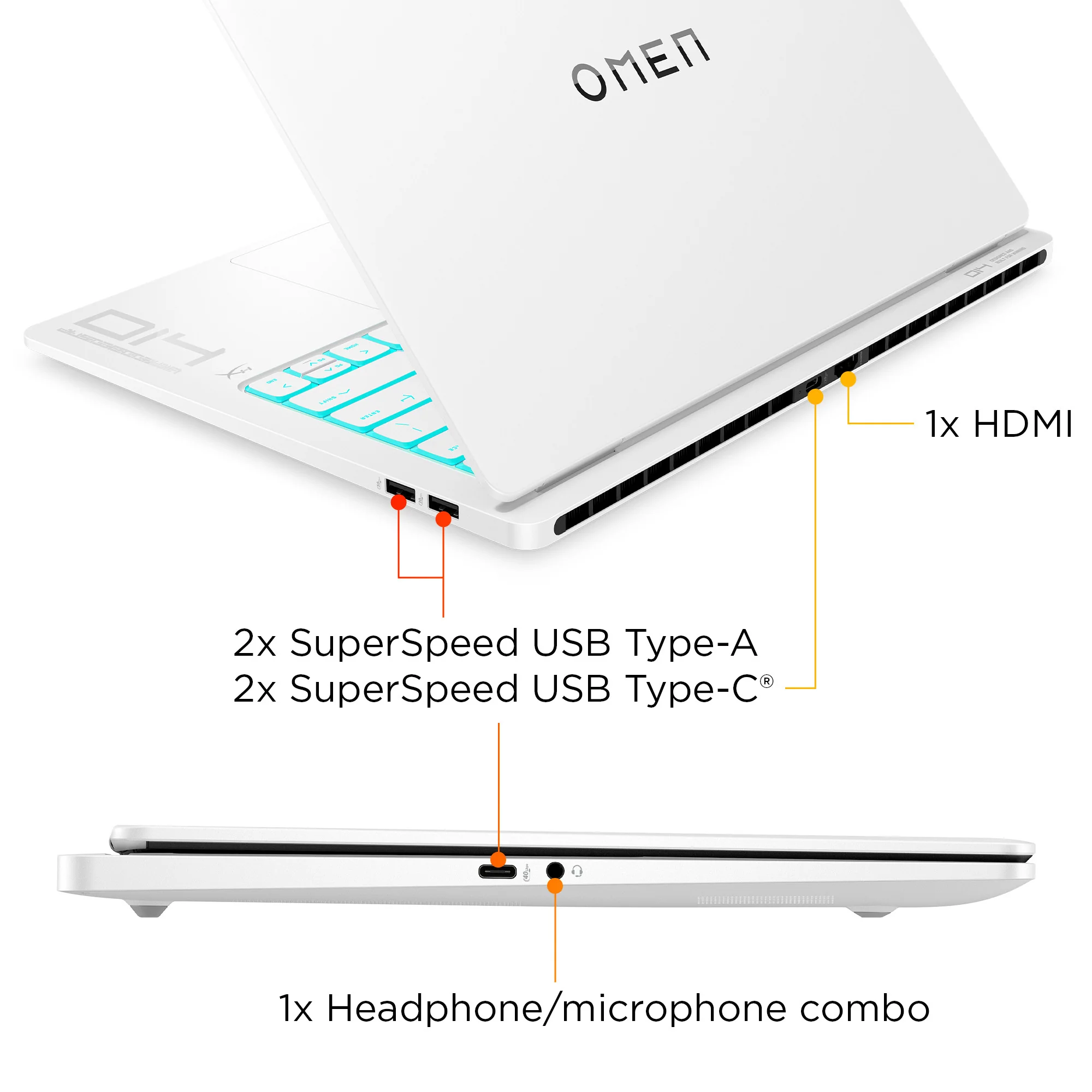 OMEN Transcend Laptop 14-fb1047nr 14", Windows 11 Home,  Intel® Core™ Ultra 7, 16GB RAM, 1TB SSD, NVIDIA® GeForce RTX™ 5060, 3K, Ceramic white - Image 9